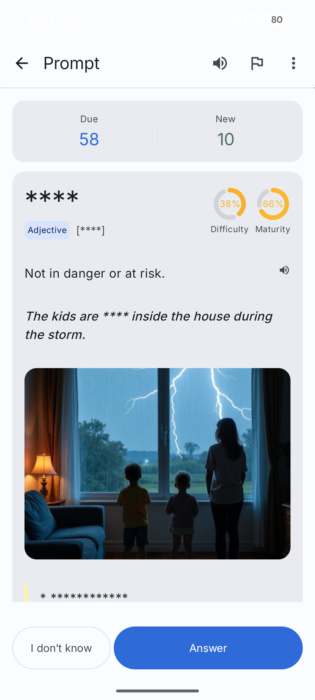 Prompt screen